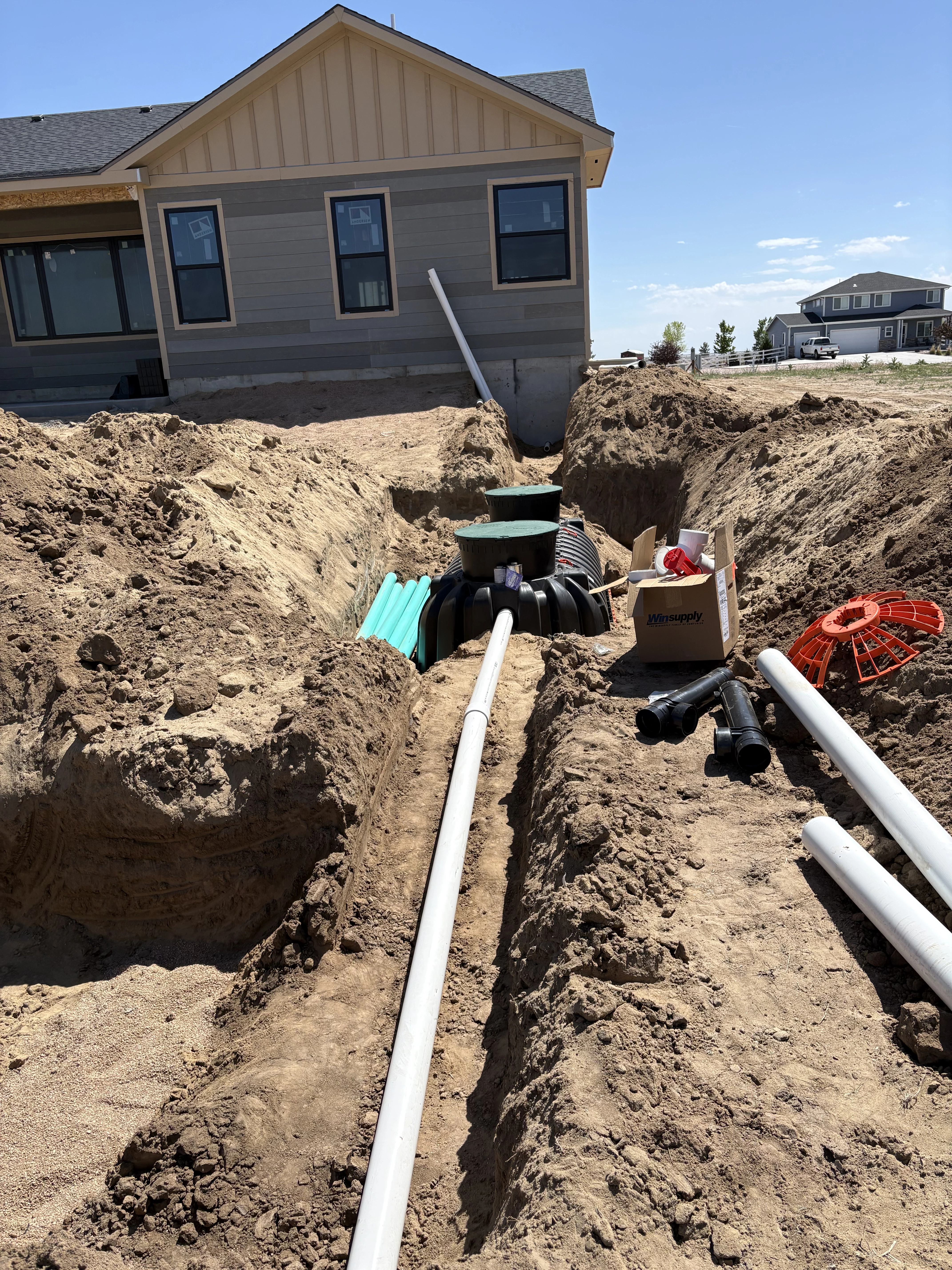 Poudre River corridor septic tank and chamber bed install