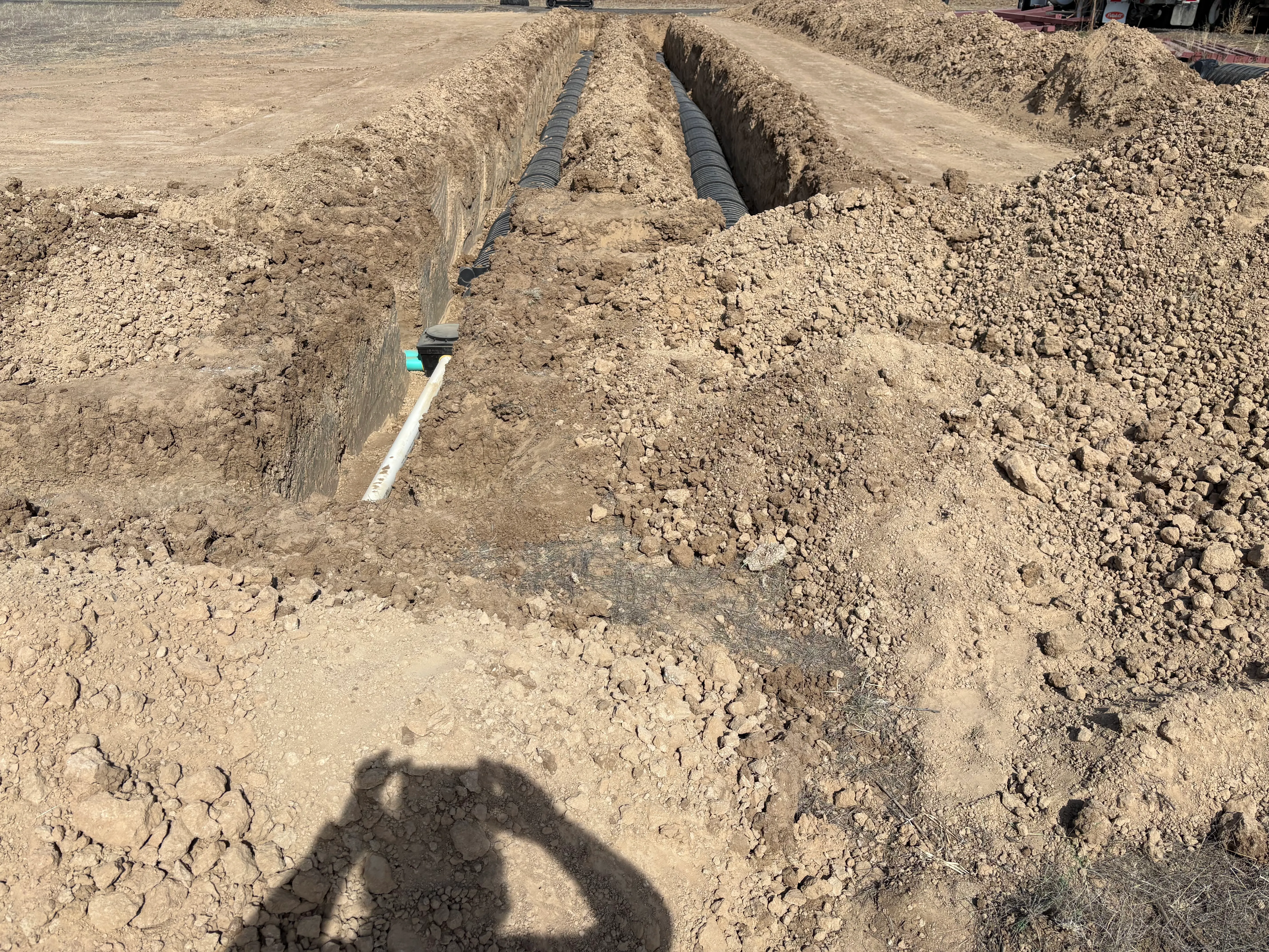 Distribution box manifold connected to chamber lateral runs